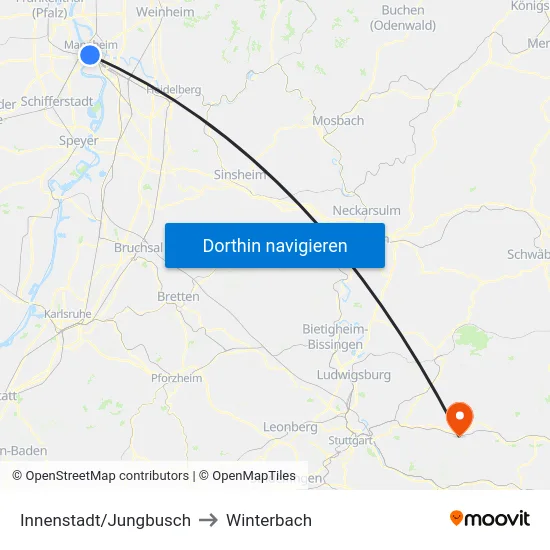 Innenstadt/Jungbusch to Winterbach map