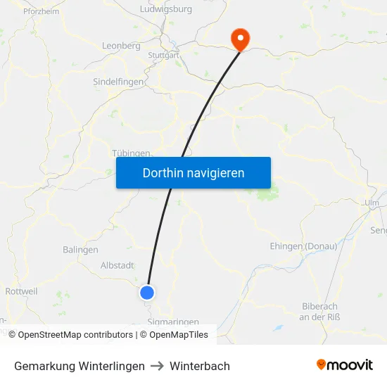 Gemarkung Winterlingen to Winterbach map