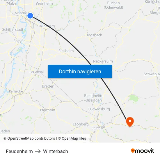Feudenheim to Winterbach map