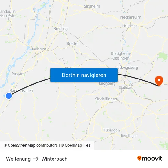 Weitenung to Winterbach map