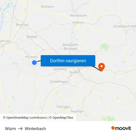 Würm to Winterbach map