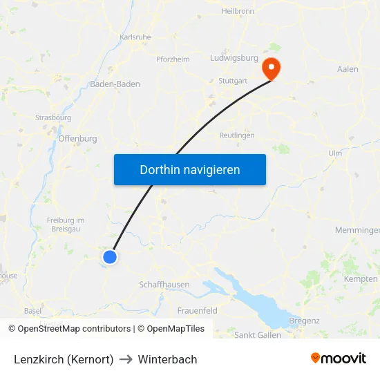 Lenzkirch (Kernort) to Winterbach map