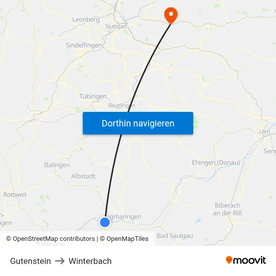 Gutenstein to Winterbach map