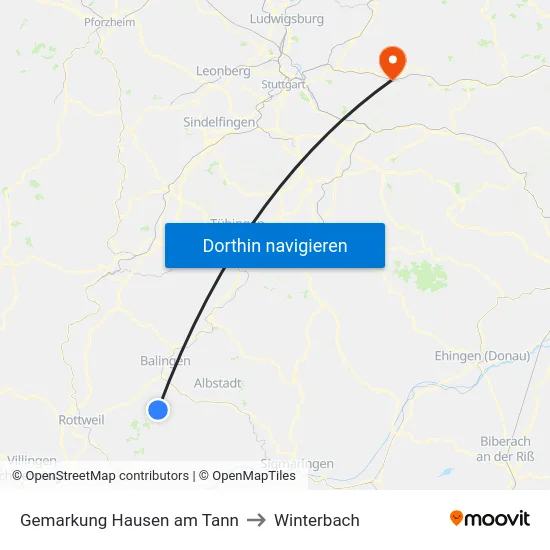Gemarkung Hausen am Tann to Winterbach map