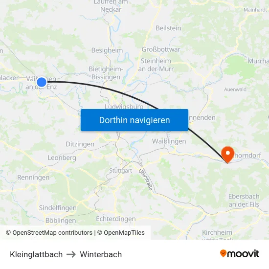 Kleinglattbach to Winterbach map