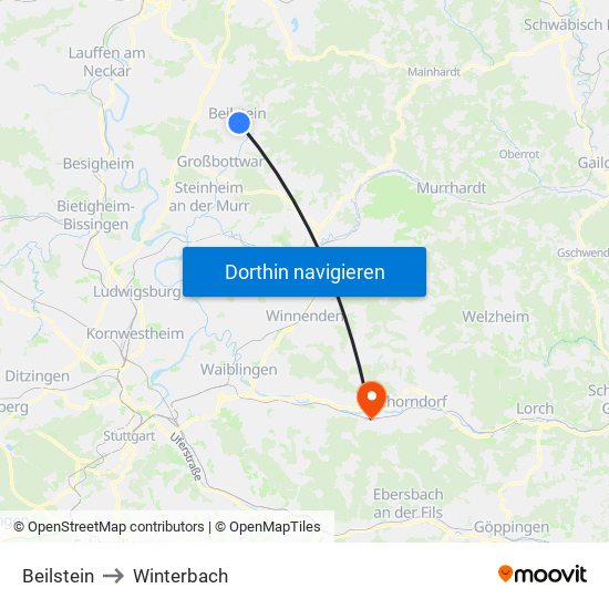 Beilstein to Winterbach map