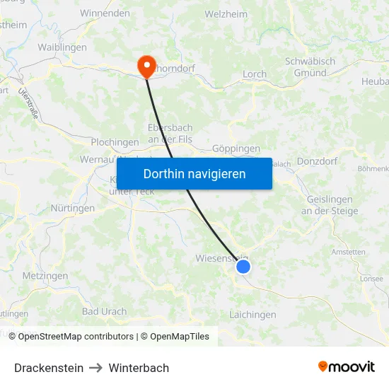 Drackenstein to Winterbach map