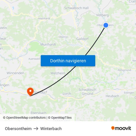 Obersontheim to Winterbach map