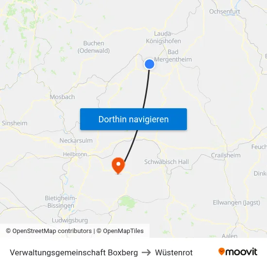 Verwaltungsgemeinschaft Boxberg to Wüstenrot map