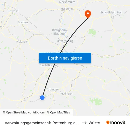 Verwaltungsgemeinschaft Rottenburg am Neckar to Wüstenrot map