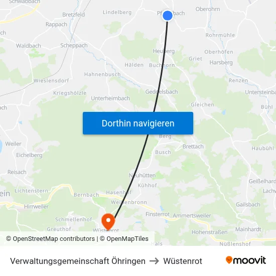 Verwaltungsgemeinschaft Öhringen to Wüstenrot map