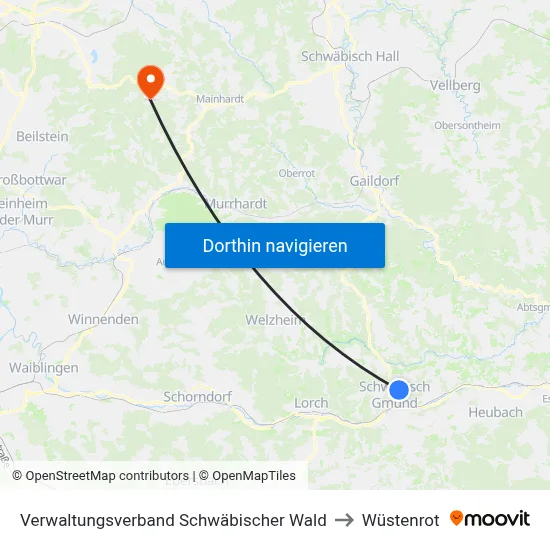 Verwaltungsverband Schwäbischer Wald to Wüstenrot map