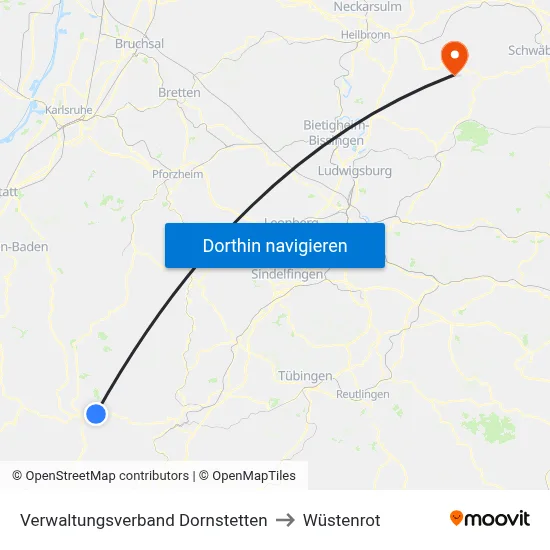 Verwaltungsverband Dornstetten to Wüstenrot map
