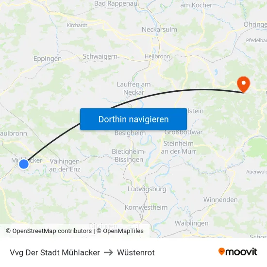 Vvg Der Stadt Mühlacker to Wüstenrot map