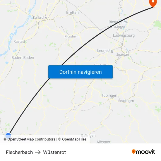 Fischerbach to Wüstenrot map