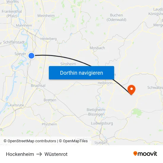Hockenheim to Wüstenrot map