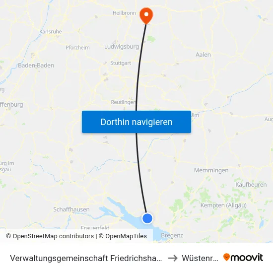 Verwaltungsgemeinschaft Friedrichshafen to Wüstenrot map