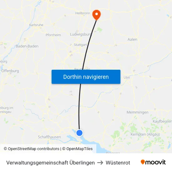 Verwaltungsgemeinschaft Überlingen to Wüstenrot map