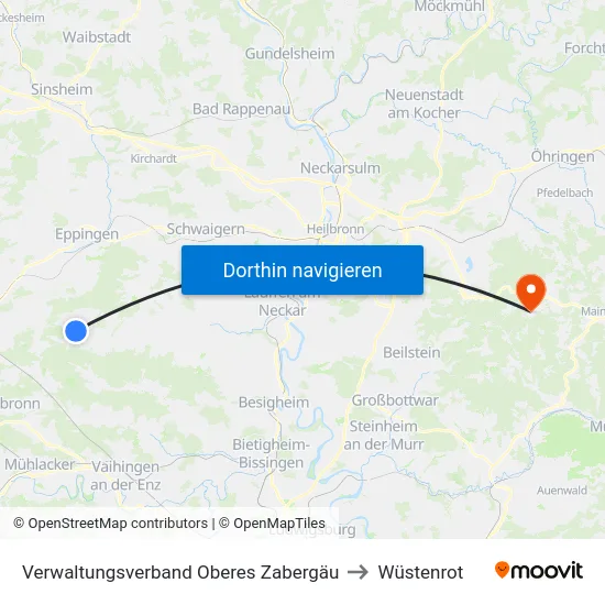 Verwaltungsverband Oberes Zabergäu to Wüstenrot map
