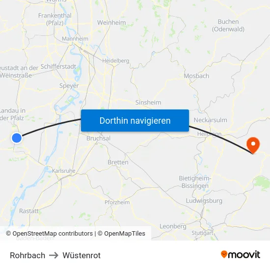 Rohrbach to Wüstenrot map