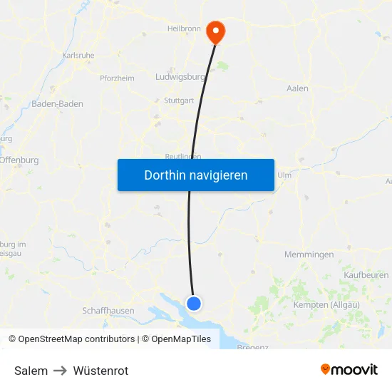 Salem to Wüstenrot map
