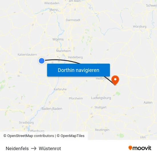 Neidenfels to Wüstenrot map