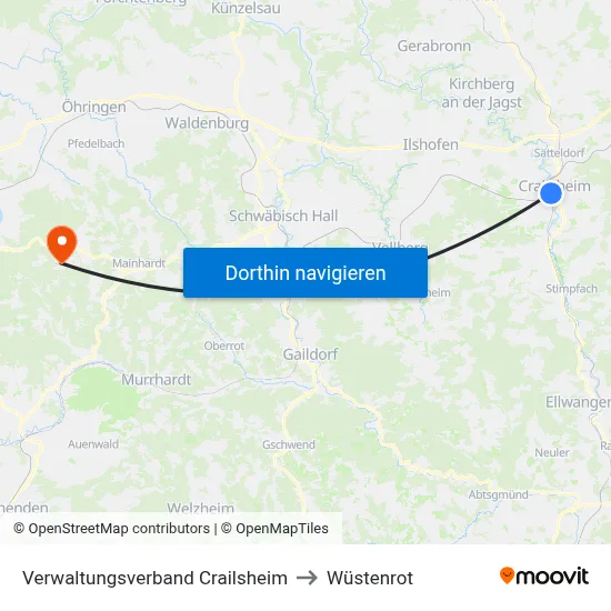 Verwaltungsverband Crailsheim to Wüstenrot map