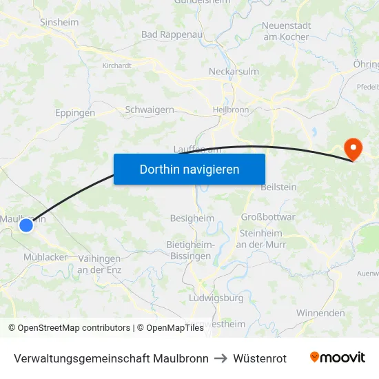 Verwaltungsgemeinschaft Maulbronn to Wüstenrot map