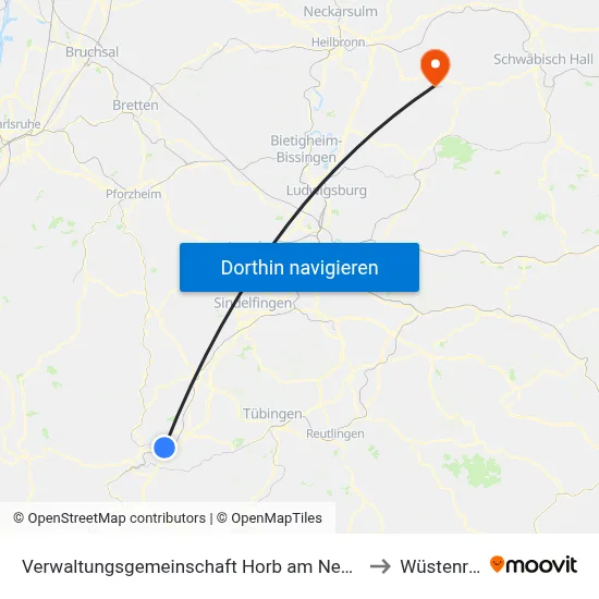 Verwaltungsgemeinschaft Horb am Neckar to Wüstenrot map