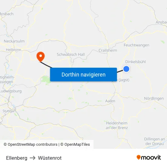 Ellenberg to Wüstenrot map