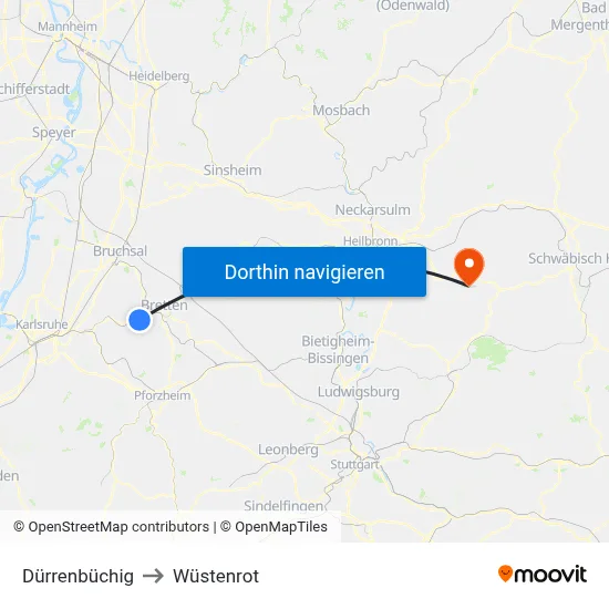 Dürrenbüchig to Wüstenrot map