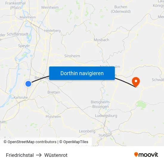 Friedrichstal to Wüstenrot map