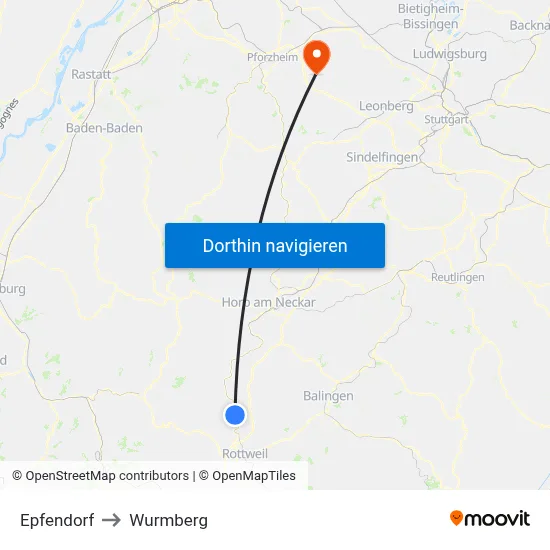 Epfendorf to Wurmberg map