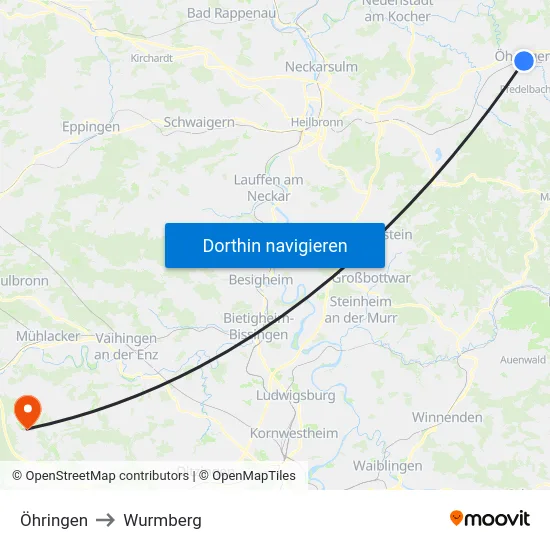 Öhringen to Wurmberg map