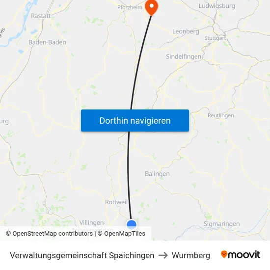 Verwaltungsgemeinschaft Spaichingen to Wurmberg map