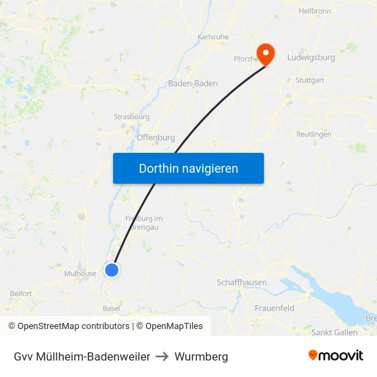 Gvv Müllheim-Badenweiler to Wurmberg map