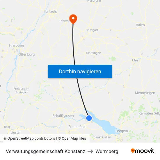 Verwaltungsgemeinschaft Konstanz to Wurmberg map