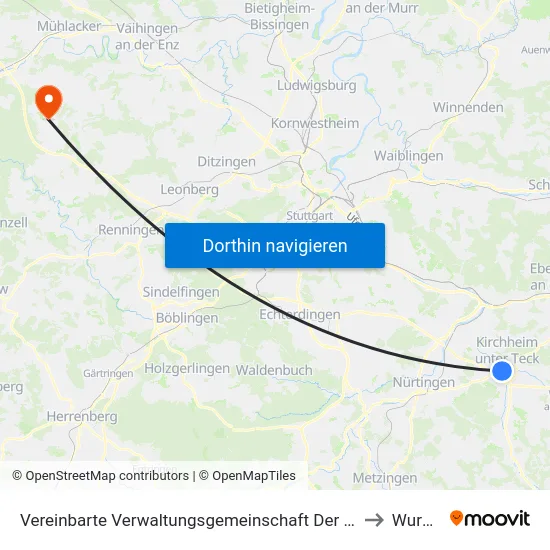Vereinbarte Verwaltungsgemeinschaft Der Stadt Kirchheim Unter Teck to Wurmberg map