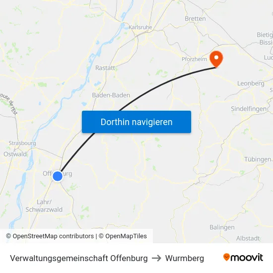 Verwaltungsgemeinschaft Offenburg to Wurmberg map