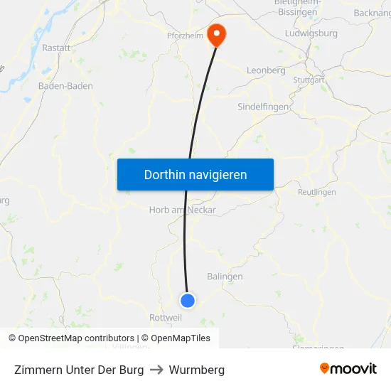 Zimmern Unter Der Burg to Wurmberg map