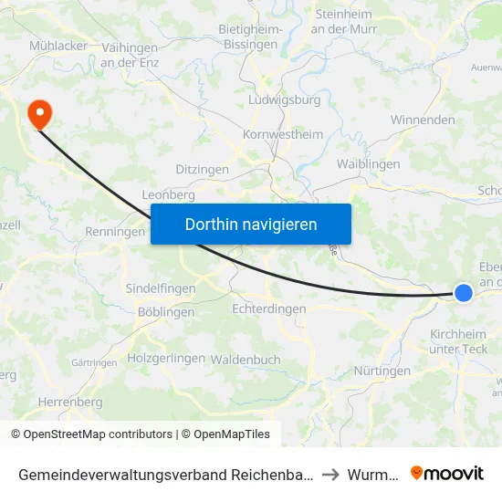 Gemeindeverwaltungsverband Reichenbach An Der Fils to Wurmberg map