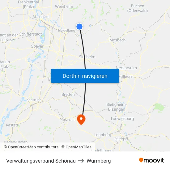 Verwaltungsverband Schönau to Wurmberg map