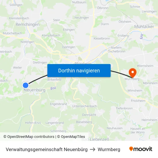 Verwaltungsgemeinschaft Neuenbürg to Wurmberg map