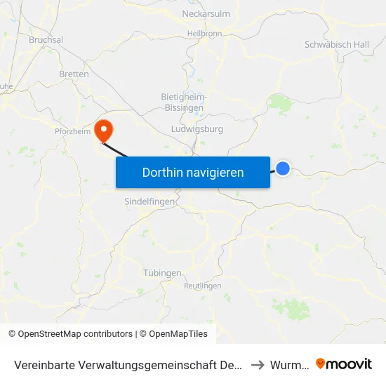 Vereinbarte Verwaltungsgemeinschaft Der Stadt Schorndorf to Wurmberg map