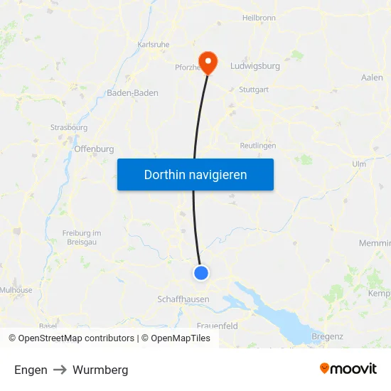 Engen to Wurmberg map