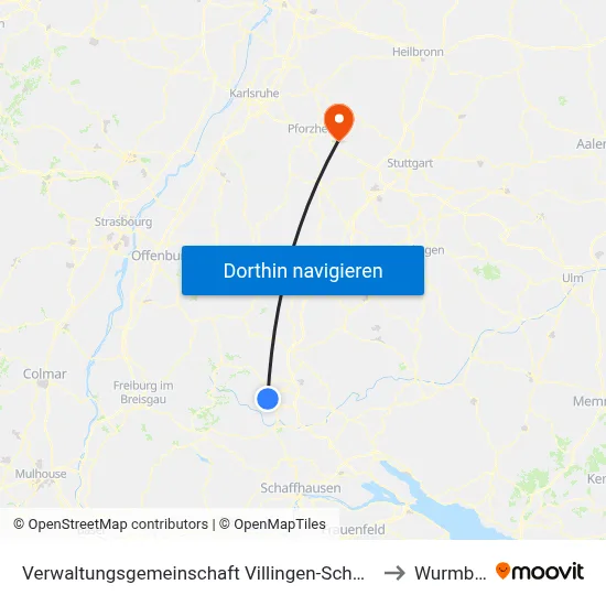 Verwaltungsgemeinschaft Villingen-Schwenningen to Wurmberg map