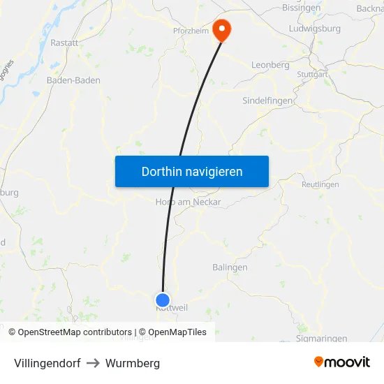 Villingendorf to Wurmberg map