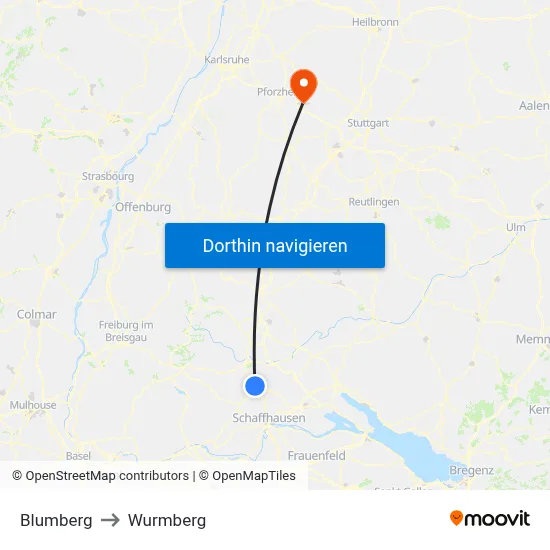 Blumberg to Wurmberg map