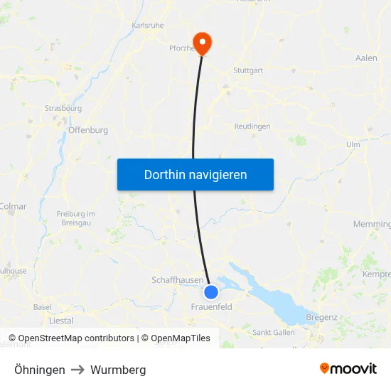 Öhningen to Wurmberg map