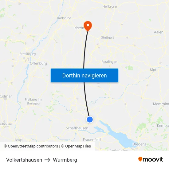 Volkertshausen to Wurmberg map